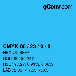 Color code: CMYK 80 / 23 / 0 / 3 | qconv.com