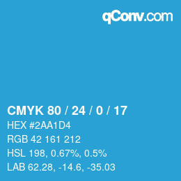颜色代码: CMYK 80 / 24 / 0 / 17 | qconv.com