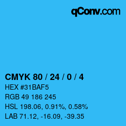 Color code: CMYK 80 / 24 / 0 / 4 | qconv.com