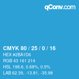 颜色代码: CMYK 80 / 25 / 0 / 16 | qconv.com