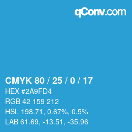 Farbcode: CMYK 80 / 25 / 0 / 17 | qconv.com