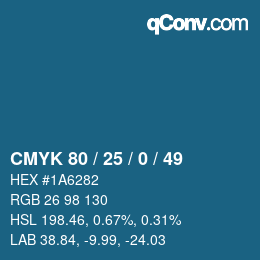 Color code: CMYK 80 / 25 / 0 / 49 | qconv.com