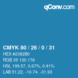 カラーコード: CMYK 80 / 26 / 0 / 31 | qconv.com