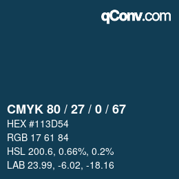 Color code: CMYK 80 / 27 / 0 / 67 | qconv.com