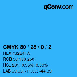 颜色代码: CMYK 80 / 28 / 0 / 2 | qconv.com