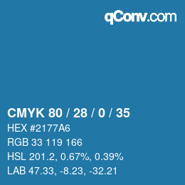 カラーコード: CMYK 80 / 28 / 0 / 35 | qconv.com