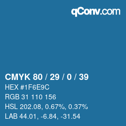 Color code: CMYK 80 / 29 / 0 / 39 | qconv.com