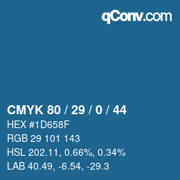 カラーコード: CMYK 80 / 29 / 0 / 44 | qconv.com