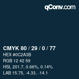 Color code: CMYK 80 / 29 / 0 / 77 | qconv.com