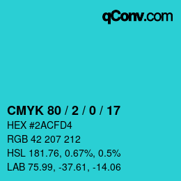 カラーコード: CMYK 80 / 2 / 0 / 17 | qconv.com
