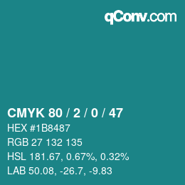 Color code: CMYK 80 / 2 / 0 / 47 | qconv.com