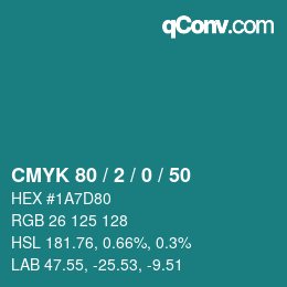 颜色代码: CMYK 80 / 2 / 0 / 50 | qconv.com