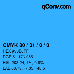 Color code: CMYK 80 / 31 / 0 / 0 | qconv.com