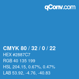Farbcode: CMYK 80 / 32 / 0 / 22 | qconv.com