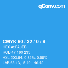 颜色代码: CMYK 80 / 32 / 0 / 8 | qconv.com
