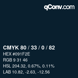颜色代码: CMYK 80 / 33 / 0 / 82 | qconv.com