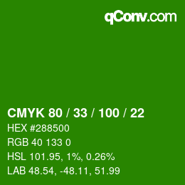 Color code: CMYK 80 / 33 / 100 / 22 | qconv.com