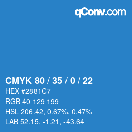 Farbcode: CMYK 80 / 35 / 0 / 22 | qconv.com