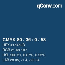 Farbcode: CMYK 80 / 36 / 0 / 58 | qconv.com