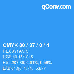 カラーコード: CMYK 80 / 37 / 0 / 4 | qconv.com