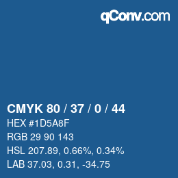カラーコード: CMYK 80 / 37 / 0 / 44 | qconv.com