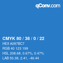 颜色代码: CMYK 80 / 38 / 0 / 22 | qconv.com