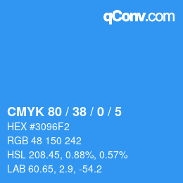 カラーコード: CMYK 80 / 38 / 0 / 5 | qconv.com