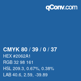 Farbcode: CMYK 80 / 39 / 0 / 37 | qconv.com
