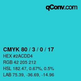 Farbcode: CMYK 80 / 3 / 0 / 17 | qconv.com
