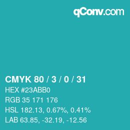 颜色代码: CMYK 80 / 3 / 0 / 31 | qconv.com