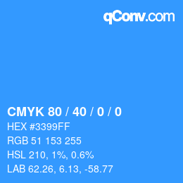 カラーコード: CMYK 80 / 40 / 0 / 0 | qconv.com