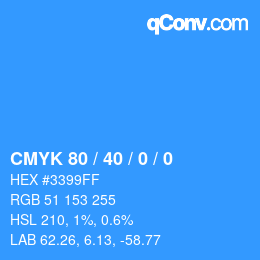 カラーコード: CMYK 80 / 40 / 0 / 0 | qconv.com