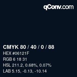 カラーコード: CMYK 80 / 40 / 0 / 88 | qconv.com