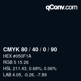 カラーコード: CMYK 80 / 40 / 0 / 90 | qconv.com