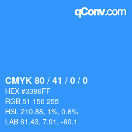 颜色代码: CMYK 80 / 41 / 0 / 0 | qconv.com