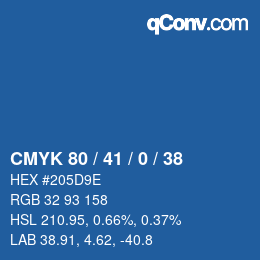 颜色代码: CMYK 80 / 41 / 0 / 38 | qconv.com