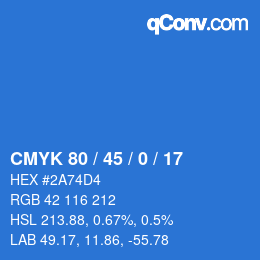 Código de color: CMYK 80 / 45 / 0 / 17 | qconv.com