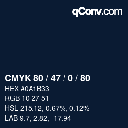 Color code: CMYK 80 / 47 / 0 / 80 | qconv.com