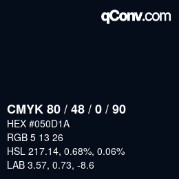 Color code: CMYK 80 / 48 / 0 / 90 | qconv.com
