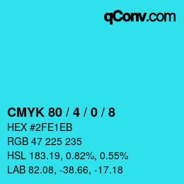 カラーコード: CMYK 80 / 4 / 0 / 8 | qconv.com