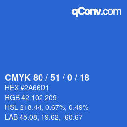 Farbcode: CMYK 80 / 51 / 0 / 18 | qconv.com