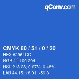 颜色代码: CMYK 80 / 51 / 0 / 20 | qconv.com