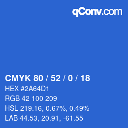 Farbcode: CMYK 80 / 52 / 0 / 18 | qconv.com