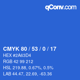 颜色代码: CMYK 80 / 53 / 0 / 17 | qconv.com
