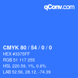 颜色代码: CMYK 80 / 54 / 0 / 0 | qconv.com