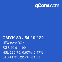 Farbcode: CMYK 80 / 54 / 0 / 22 | qconv.com