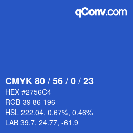 Color code: CMYK 80 / 56 / 0 / 23 | qconv.com