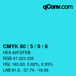 カラーコード: CMYK 80 / 5 / 0 / 8 | qconv.com