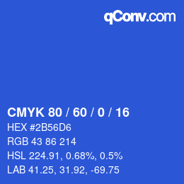 颜色代码: CMYK 80 / 60 / 0 / 16 | qconv.com
