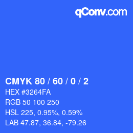 カラーコード: CMYK 80 / 60 / 0 / 2 | qconv.com